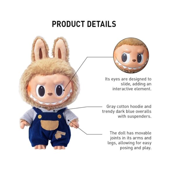 Labubu Time to Chill Vinyl Plush Doll - Brown and Blue - Picture 3 of 13